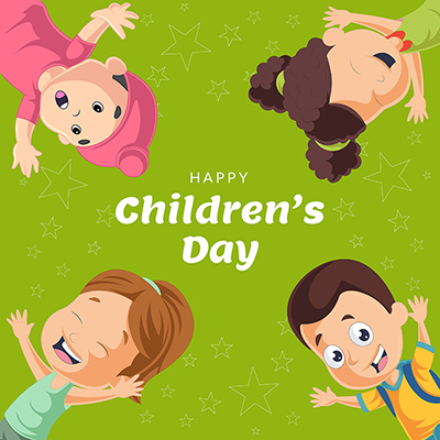 Banner design for happy childrens day on template
