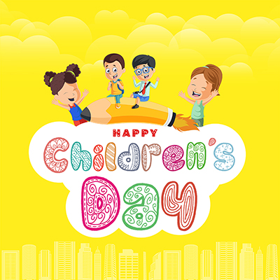 Banner design with a happy childrens day template