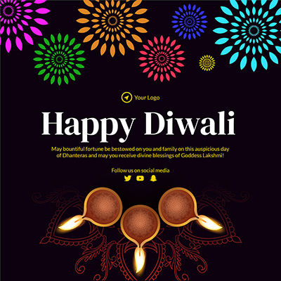 Banner of happy diwali festival with a template