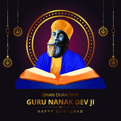 Banner template for a guru nanak jayanti