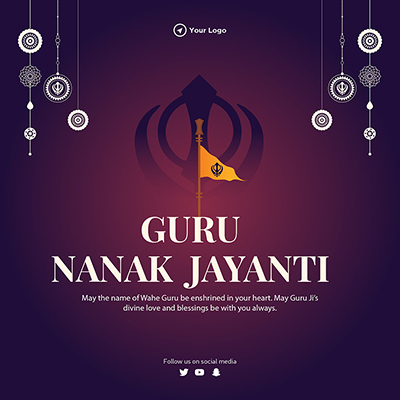 Banner template for guru nanak jayanti