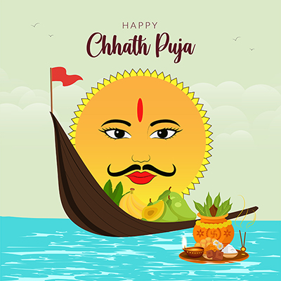 Banner template of a happy chhath puja day