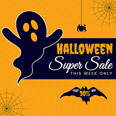 Banner template of halloween super sale