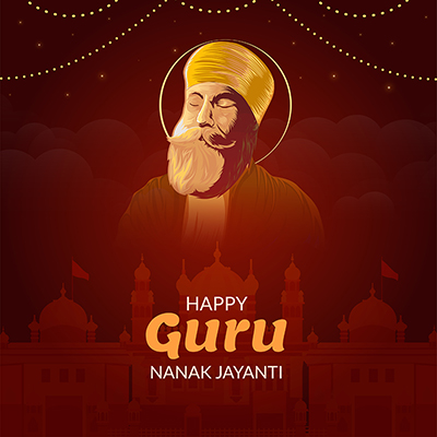 Banner template with a happy guru nanak jayanti