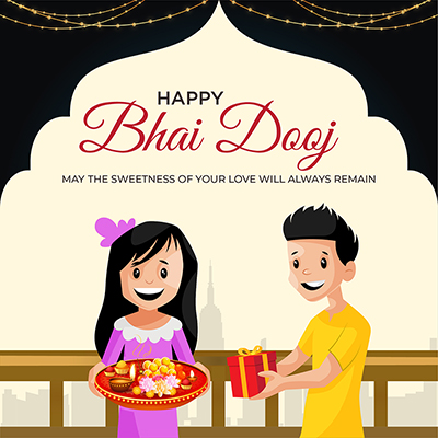Banner template with happy bhai dooj celebration