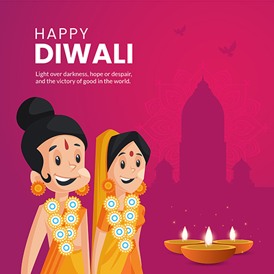 Banner with happy diwali event on a template Banner with happy diwali event on a template