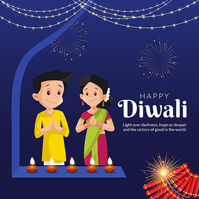 Banner with happy diwali event on the template Banner with happy diwali event on the template