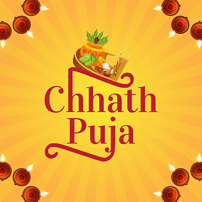 Chhath puja festival on a banner template