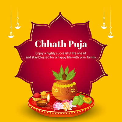 Chhath puja festival with the banner template