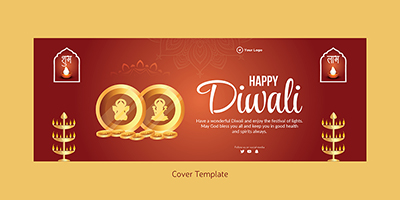 Cover template with the happy diwali
