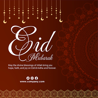 Festival of eid mubarak on banner template