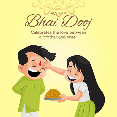 Happy bhai dooj wishes with a banner template