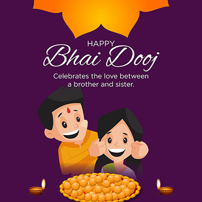 Happy bhai dooj wishes with template banner