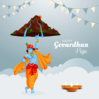 Happy govardhan puja banner template