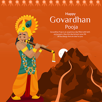Happy govardhan puja on a banner template