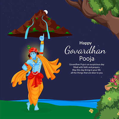 Happy govardhan puja on the banner template