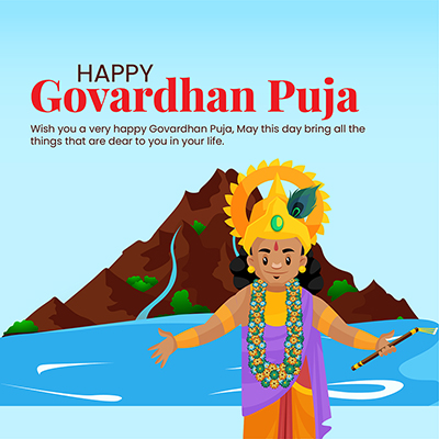 Happy govardhan puja with a banner template