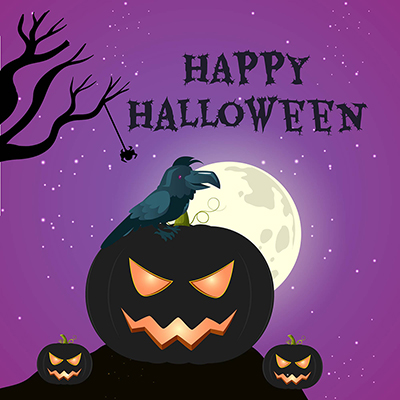 Happy halloween design with banner template