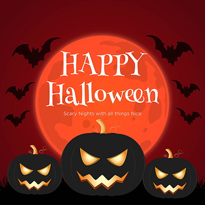 Happy halloween design with the banner template