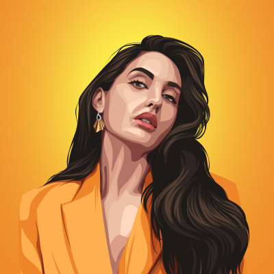 Nora Fatehi Canadian Actress Portrait Vector Illustration
