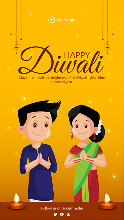Portrait template for a happy diwali festival