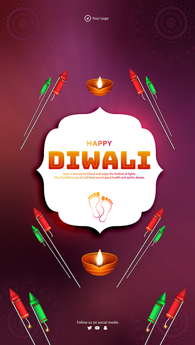Portrait template for happy diwali