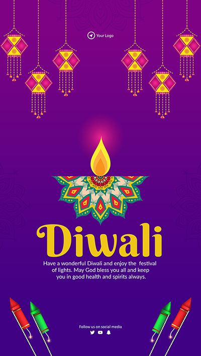Portrait template of diwali festival