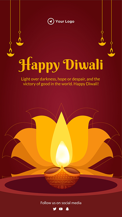 Portrait template of happy diwali festival