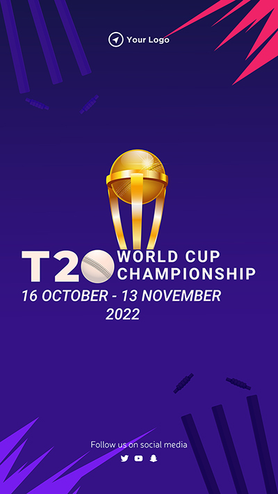 Portrait template of t20 world cup championship