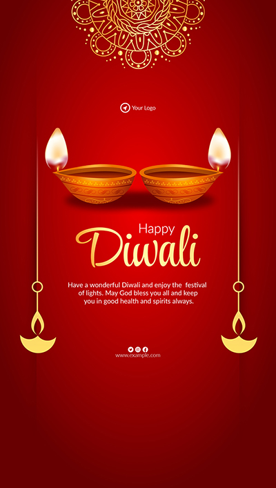 Portrait template of the happy diwali