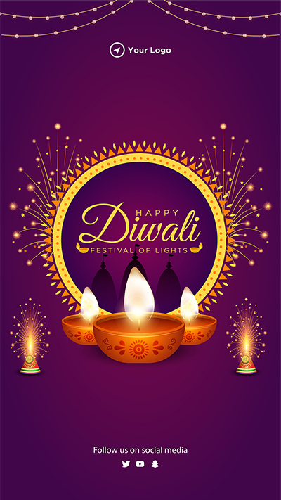 Portrait template with the happy diwali