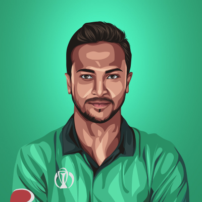 Shakib Al Hasan Bangladeshi Cricketer Vector Illustration