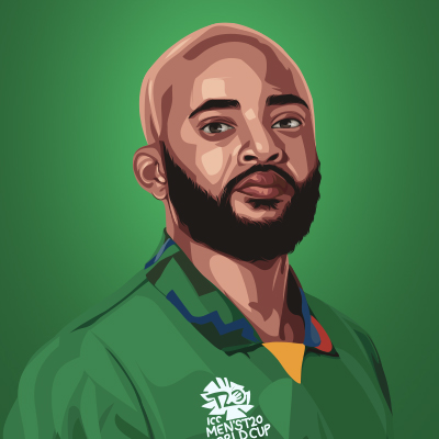 Temba Bavuma South African Cricketer Vector Illustration