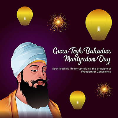Template of guru tegh bahadur martyrdom day with banner