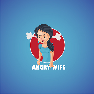 Angry wife vector mascot logo template