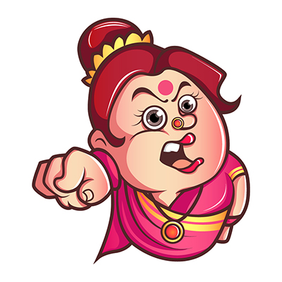 Aunty is angry and pointing her finger