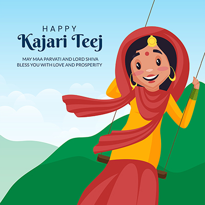 Banner template for a happy kajari teej worship day