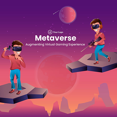 Banner template of metaverse virtual gaming experience