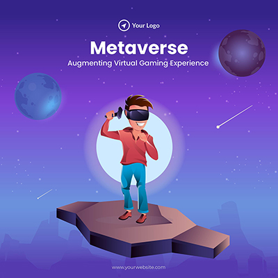 Banner template of the metaverse virtual gaming experience