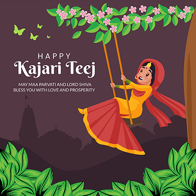 Banner template with happy kajari teej worship day