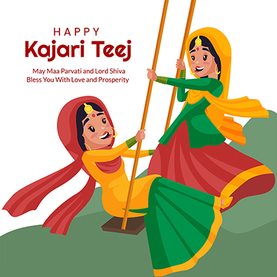 Banner template with the happy kajari teej worship day