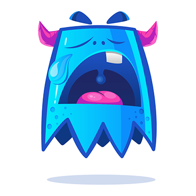 Blue monster is crying loudly