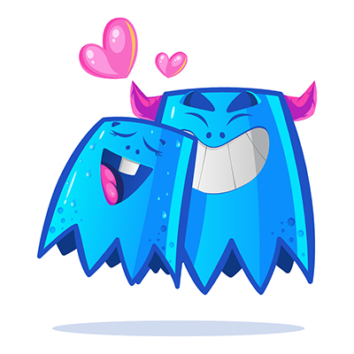 Blue monster is in love with its partner