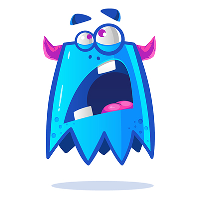 Blue monster is scared