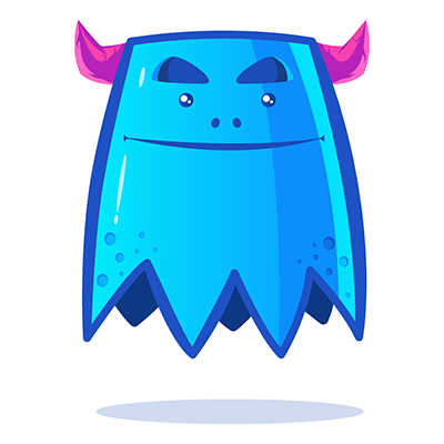 Blue monster is smiling