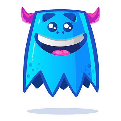 Blue monster is with happy face