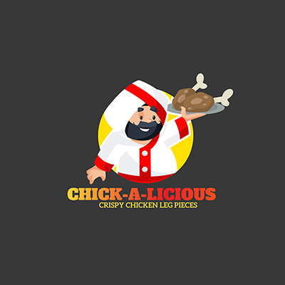 Chick a licious chicken leg pieces vector mascot logo template