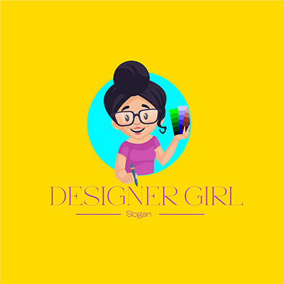 Designer girl vector mascot logo template