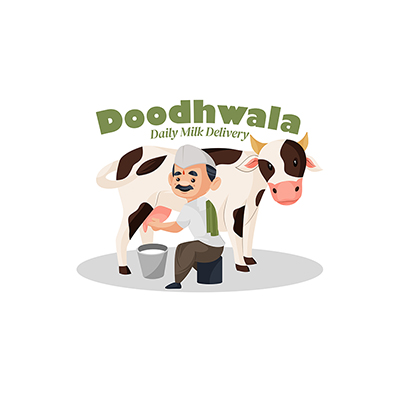 Doodhwala daily milk delivery vector logo template