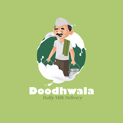Doodhwala daily milk delivery vector mascot logo template